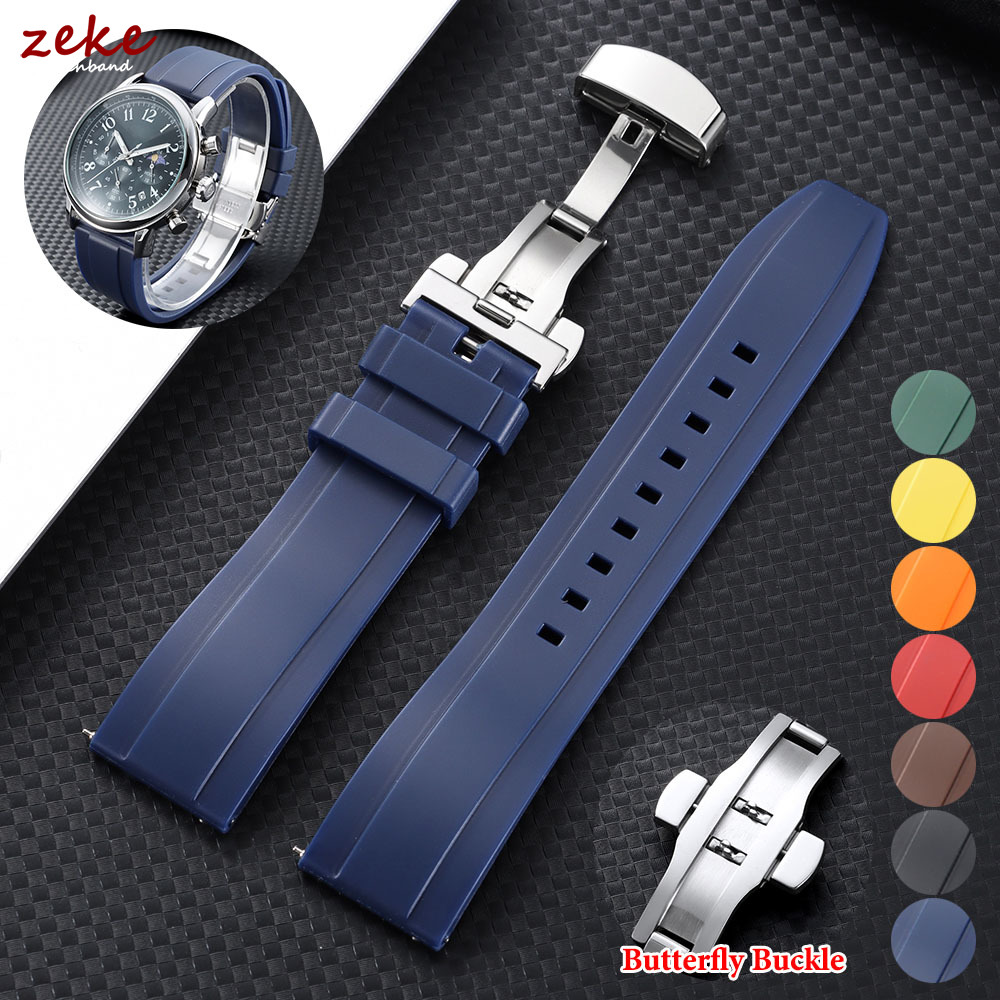 Butterfly Clasp Deployant - 20 มม. 22 มม. สายยางสำหรับโอเมก้า บัตเตอร์ฟลาย