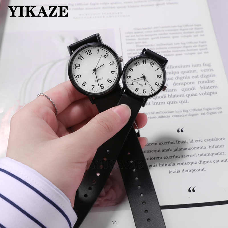 Silicone Band Women - Yikaze นาฬิกาข้อมือผู้หญิงสีดำเรียบง่ายสีขาวควอตซ์นาฬิกาข้อมือนาฬิกาสายรัดซิลิโคนหน้าปัดใหญ่นาฬิกาดีไซน์เรียบง่ายสำหรับผู้หญิง