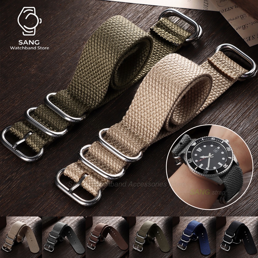Perlon Strap Woven - สายนาฬิกาสำหรับ Omega ทำจากผ้าฝ้ายไนลอนทอ สำหรับ Samsung ขนาด