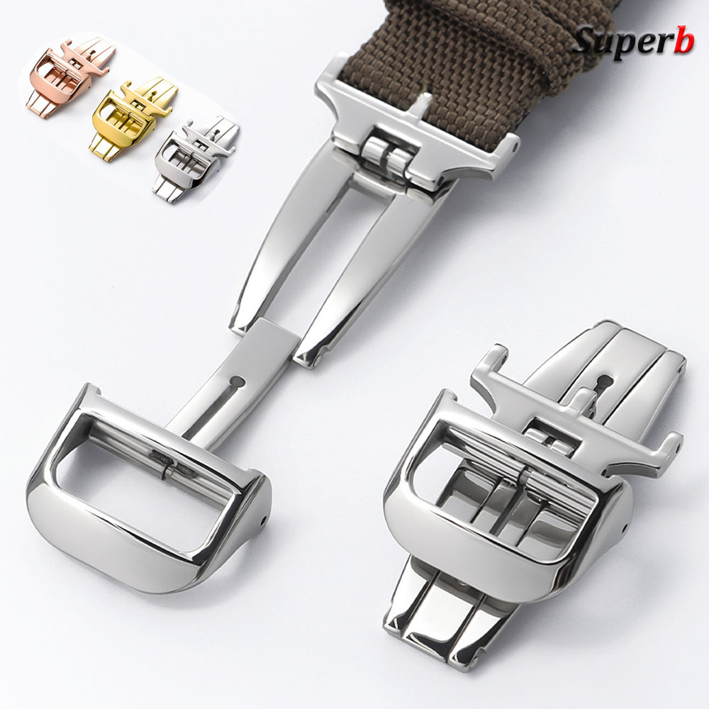 Butterfly Clasp Deployant - ตัวล็อคแบบผีเสื้อขนาด 18 มม. สำหรับนาฬิกา Jaeger ใช้ได้กับสายซิลิโคนและสายหนังวัว