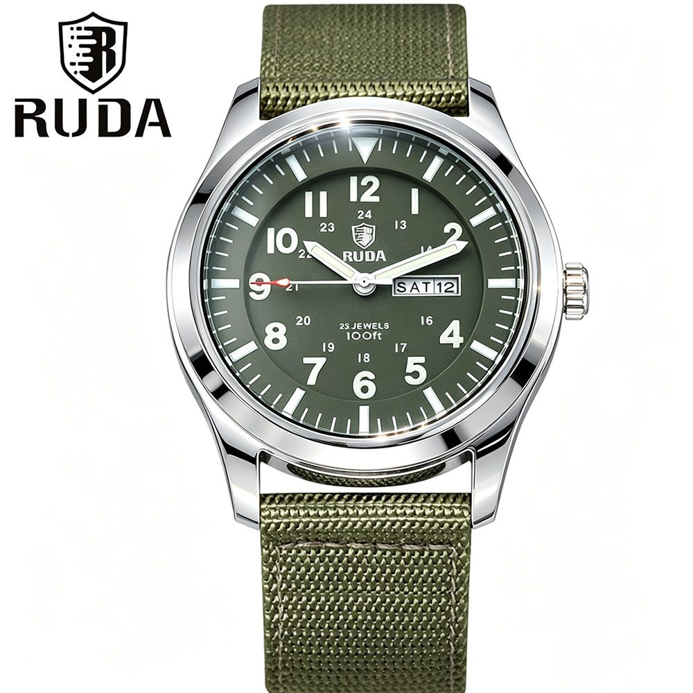 Canvas Strap Watch - นาฬิกาควอตซ์สำหรับนักเรียนชาย ดีไซน์สปอร์ต มีฟังก์ชันปฏิทิน หน้าปัดขนาดใหญ่ สายผ้าแคนวาส