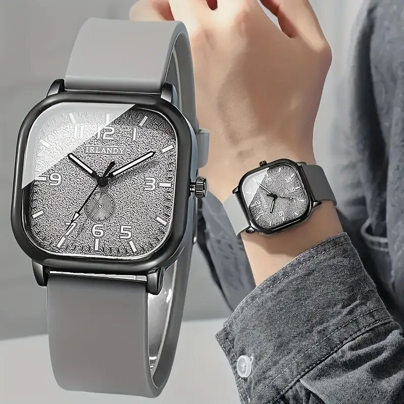 Silicone Band Women - นาฬิกาข้อมือแฟชั่นทรงสี่เหลี่ยมสำหรับผู้หญิง สายซิลิโคน นาฬิกาควอตซ์ นาฬิกาข้อมือสไตล์สปอร์ต สำหรับผู้ชาย ผู้หญิง