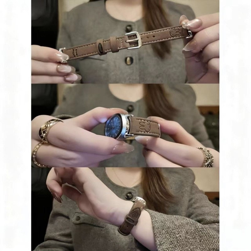 สายนาฬิกาข้อมือแบบบาง ทำจากหนั - Suede Strap Watch บทวิจารณ์และราคา