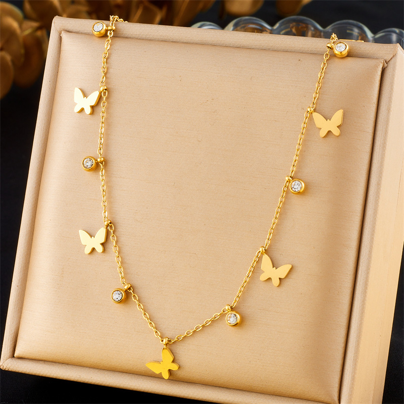 สร้อยคอจี้ผีเสื้อ CZ พร้อมพู่ห - Butterfly Clasp Deployant บทวิจารณ์และราคา