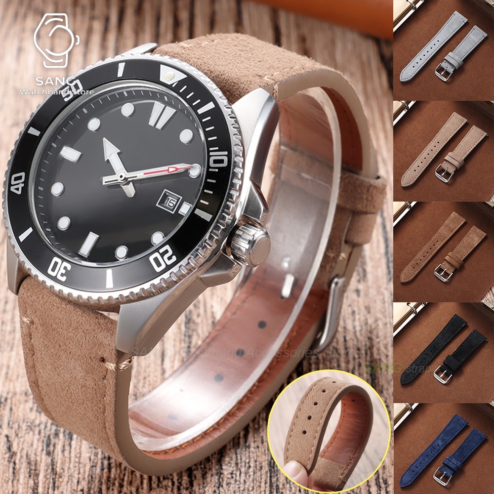สายนาฬิกาหนังวัวแท้แบบวินเทจ ข - Suede Strap Watch บทวิจารณ์และราคา