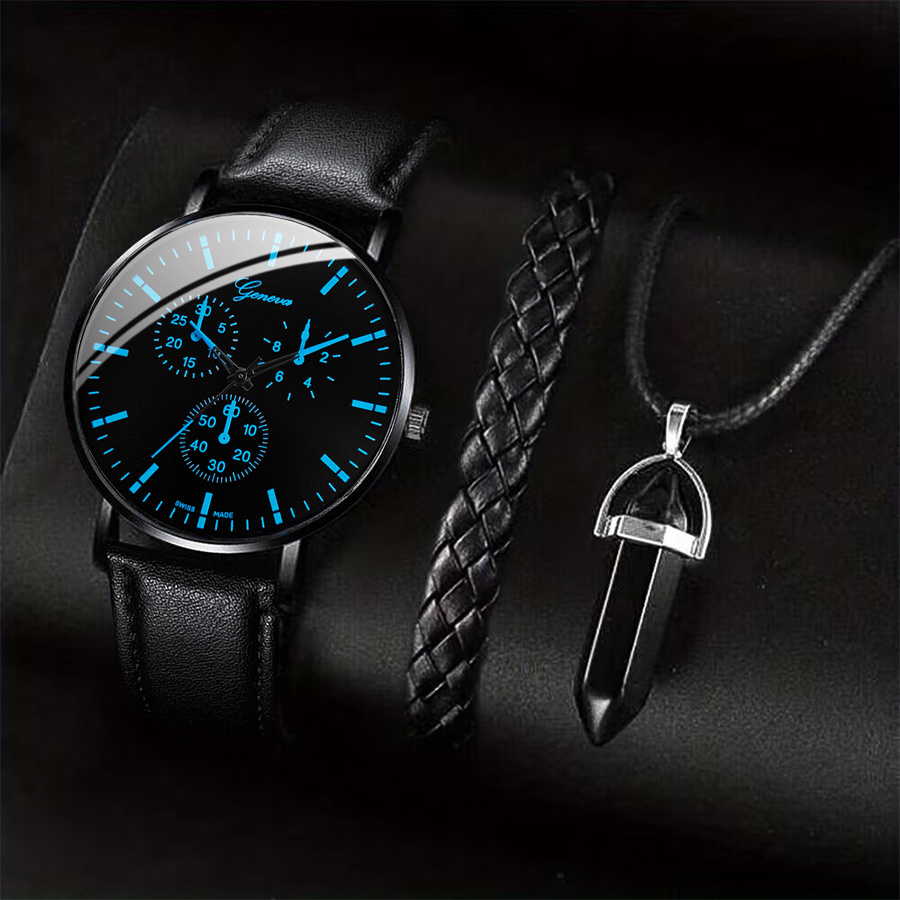 ชุดนาฬิกานักธุรกิจผู้ชาย3ชิ้น/ - Leather Watch Band Men บทวิจารณ์และราคา