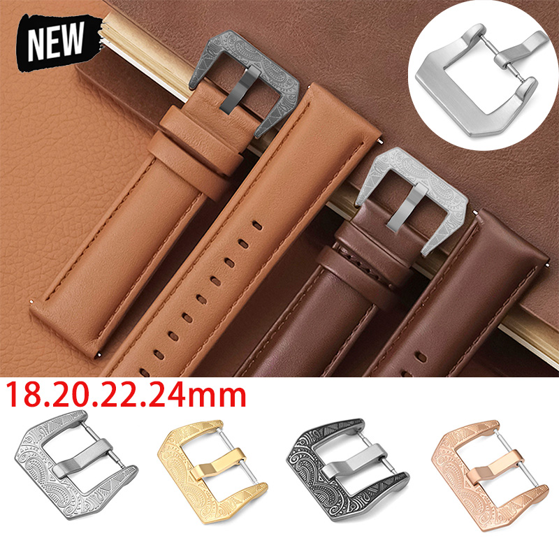 18/20/22/24 มม. หัวเข็มขัดสายน - Leather Watch Band Men บทวิจารณ์และราคา