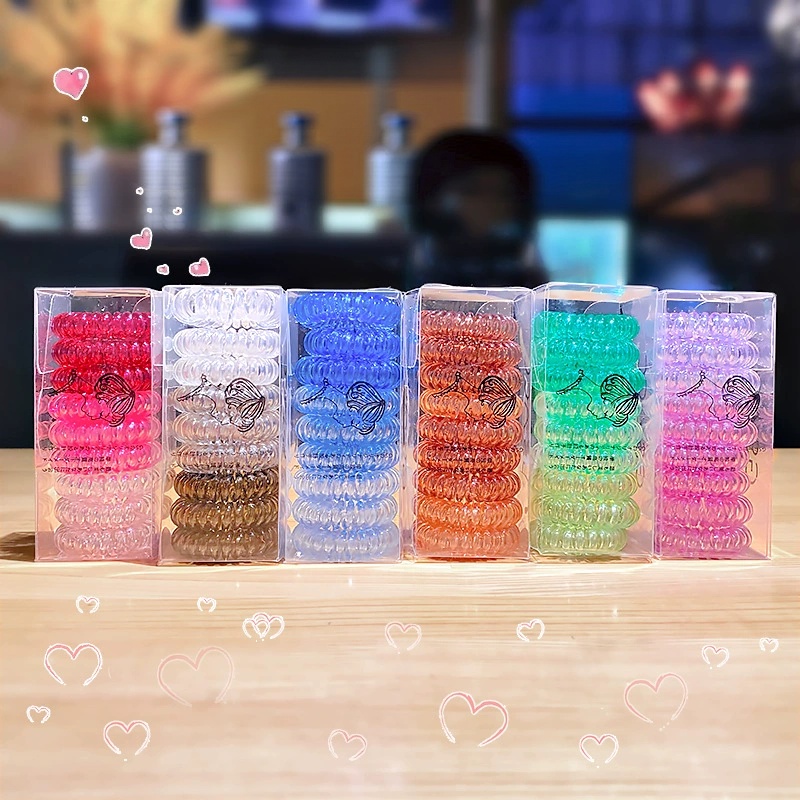 9 ชิ้น/กล่อง ยางรัดผมแบบสายโทร - Silicone Band Women บทวิจารณ์และราคา